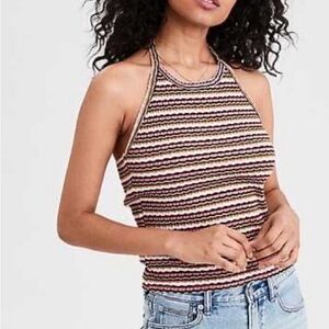 American Eagle Outfitters Striped Halter Neck Top
